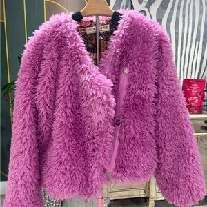 Free People Vibrant Pink and Multicolor Jacket